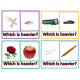 Which is heavier? Which is lighter? - Task cards with real images